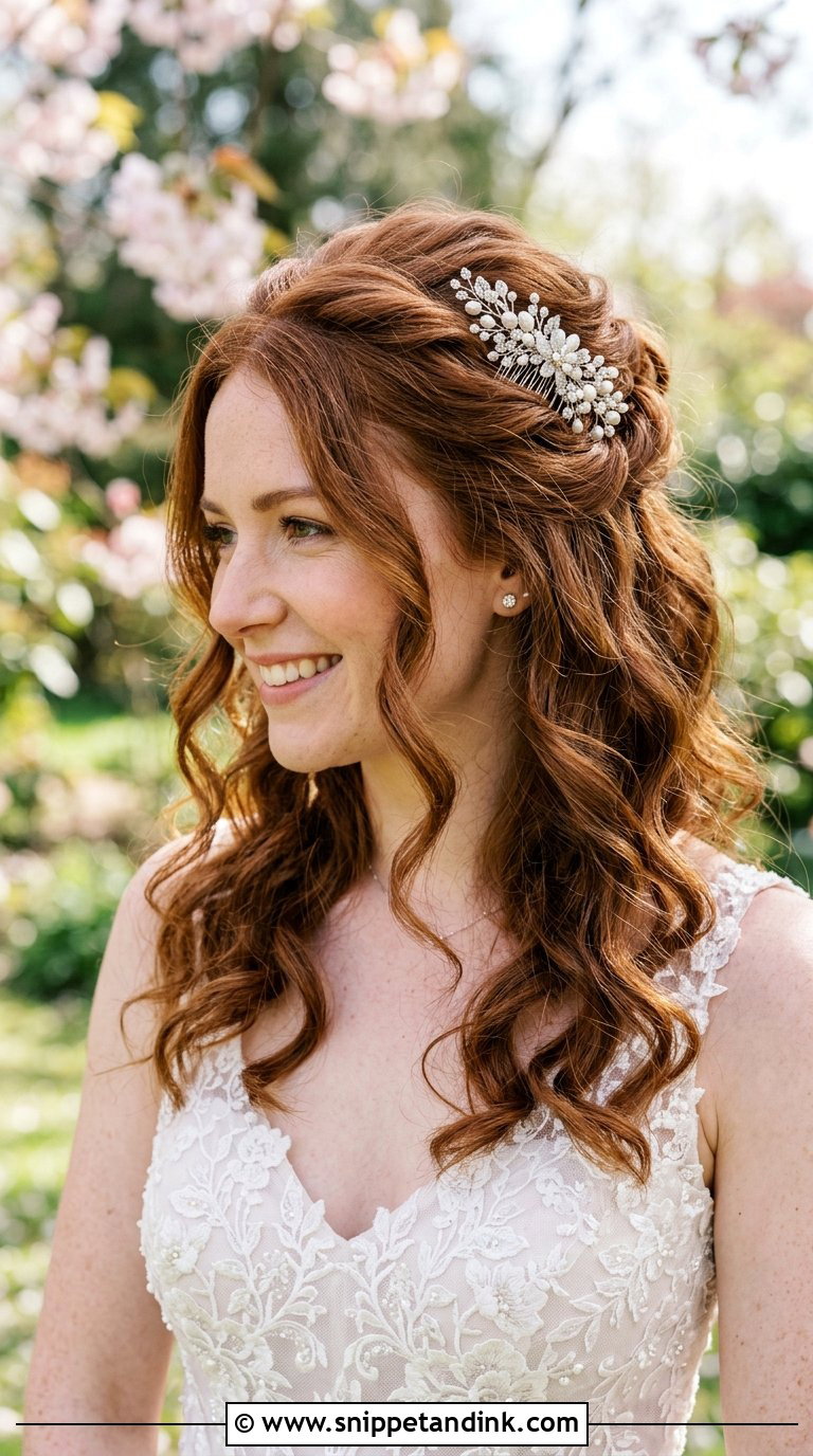 Half Up Half Down Short Hair Style - Snippet and Ink - 20 Bride Hairstyles for Short Hair