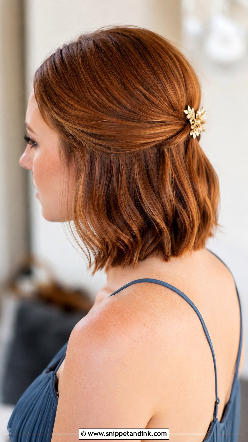 Half Up Half Down Short Hair With Clip - Snippet and Ink - 20 Half Up Half Down Bridesmaid Hair Short Ideas