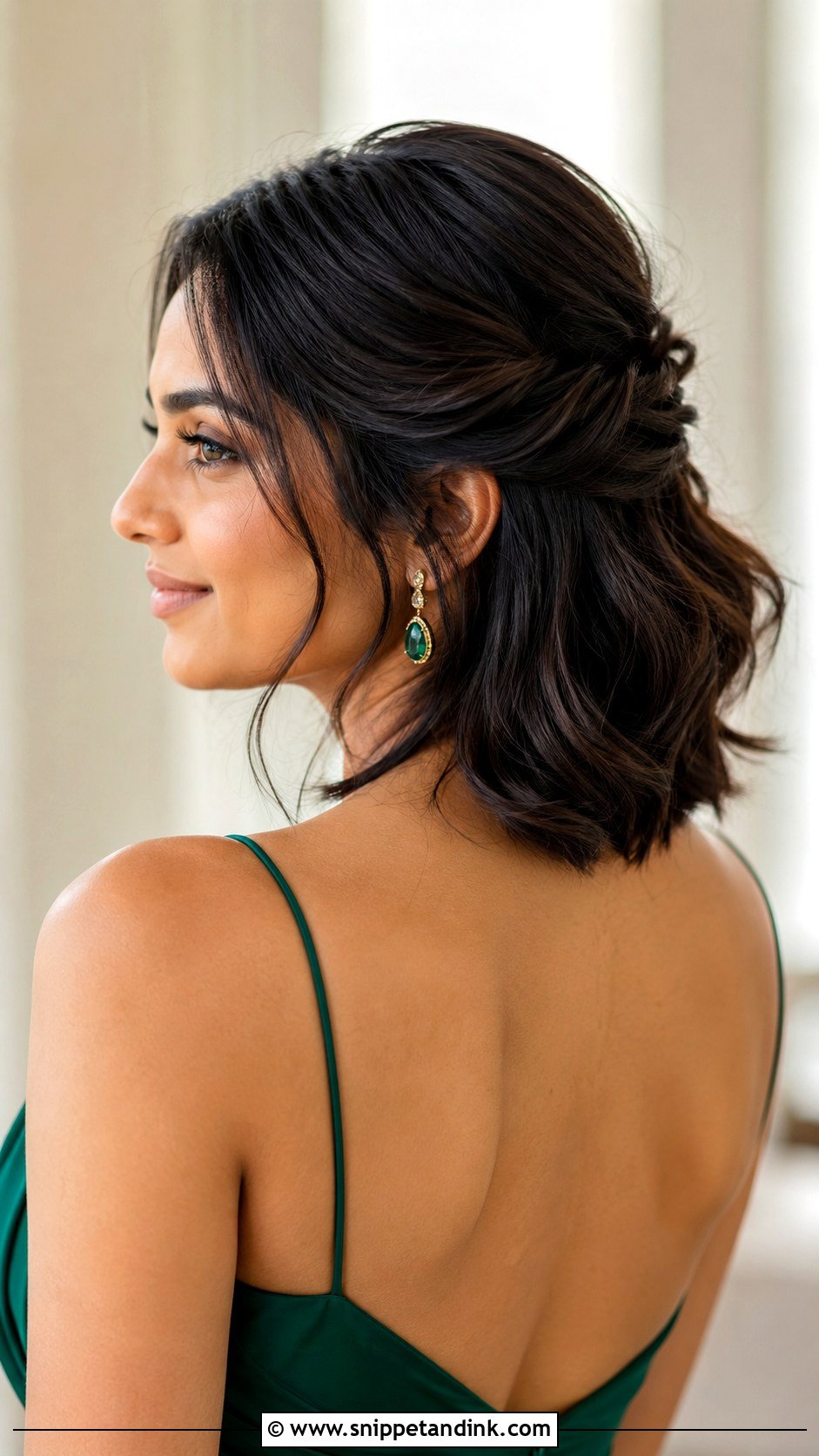 Half Up Half Down Short Hair With Low Twist - Snippet and Ink - 20 Half Up Half Down Bridesmaid Hair Short Ideas