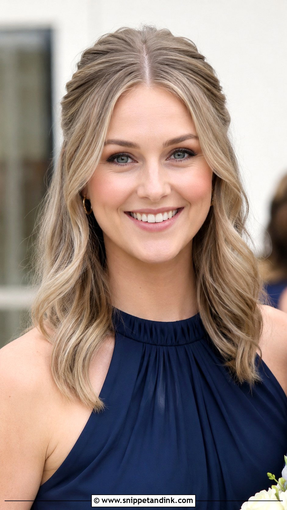 Half Up Half Down Short Hair With Middle Part - Snippet and Ink - 20 Simple Wedding Hairstyles Half Up Half Down Short Hair Bridesmaid