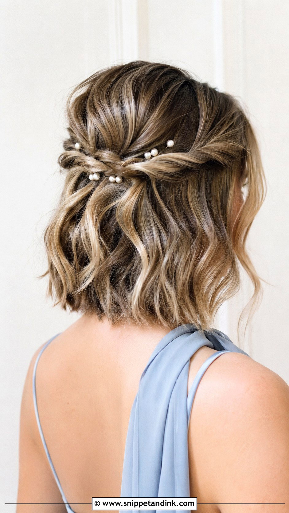 Half Up Half Down Short Hair With Pearl Pins - Snippet and Ink - 20 Simple Wedding Hairstyles Half Up Half Down Short Hair Bridesmaid