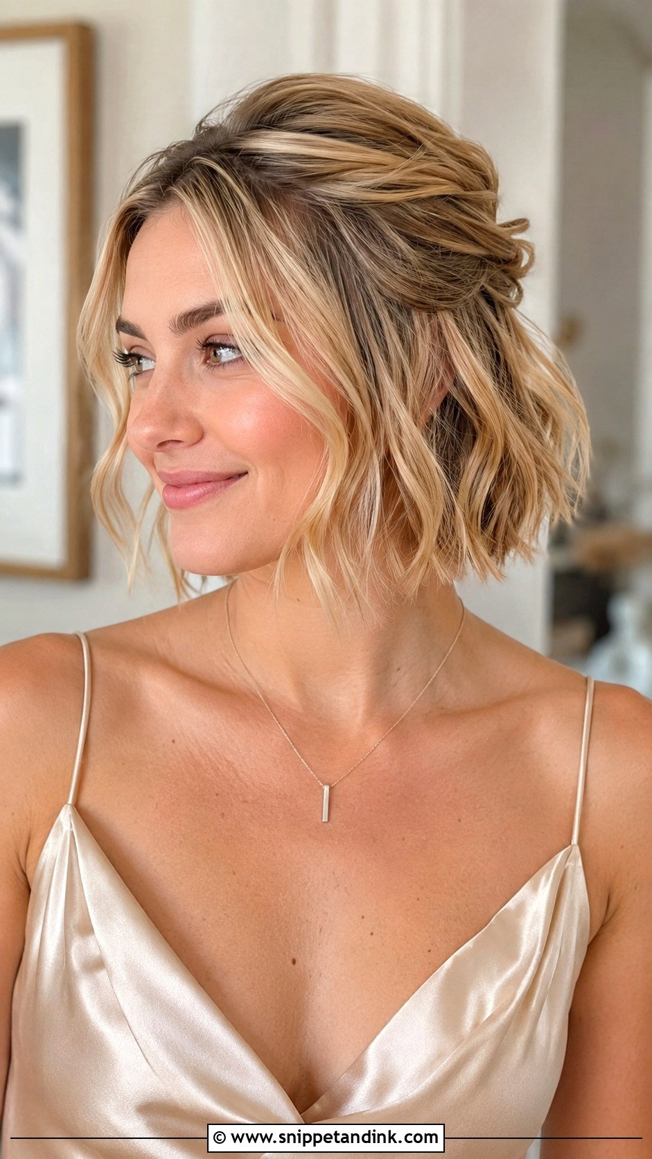 Half Up Half Down Short Hair With Soft Waves - Snippet and Ink - 20 Simple Wedding Hairstyles Half Up Half Down Short Hair Bridesmaid