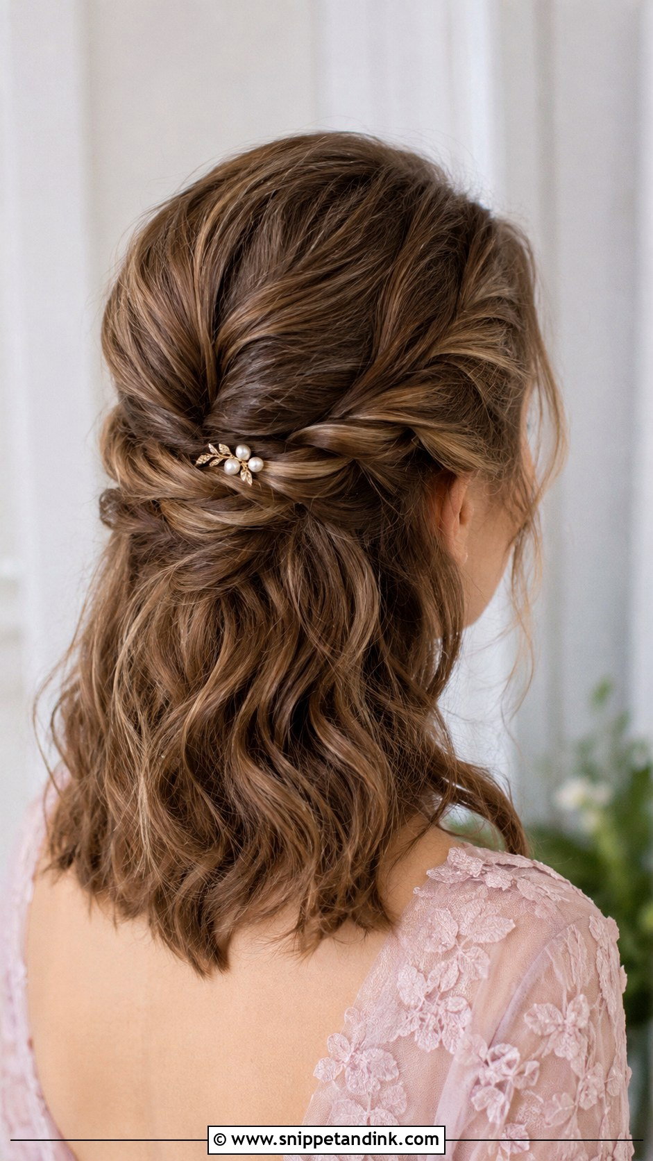 Half Up Half Down Short Hair for Wedding Guest - Snippet and Ink - 25 Short Hairstyles for Wedding Guest