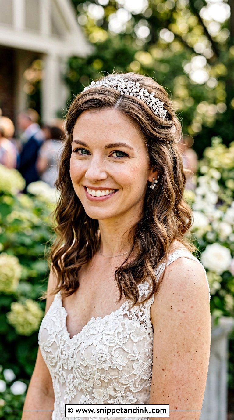 Half Up Half Down Short Hair - Snippet and Ink - 20 Brides with Short Hair Ideas