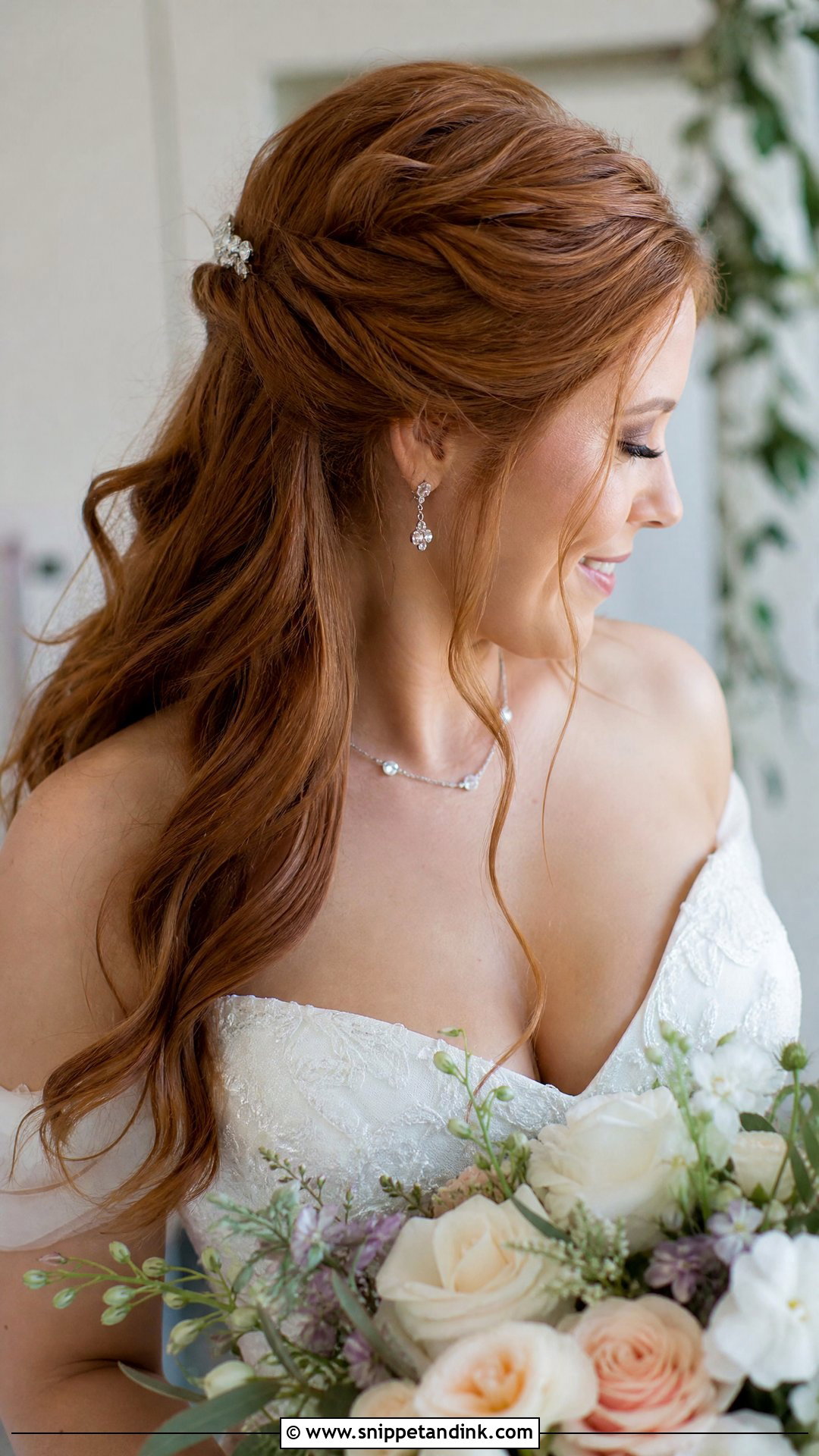 Half Up Half Down Short Hairstyle for Bride - Snippet and Ink - 20 Short Hairstyle for Bride Ideas