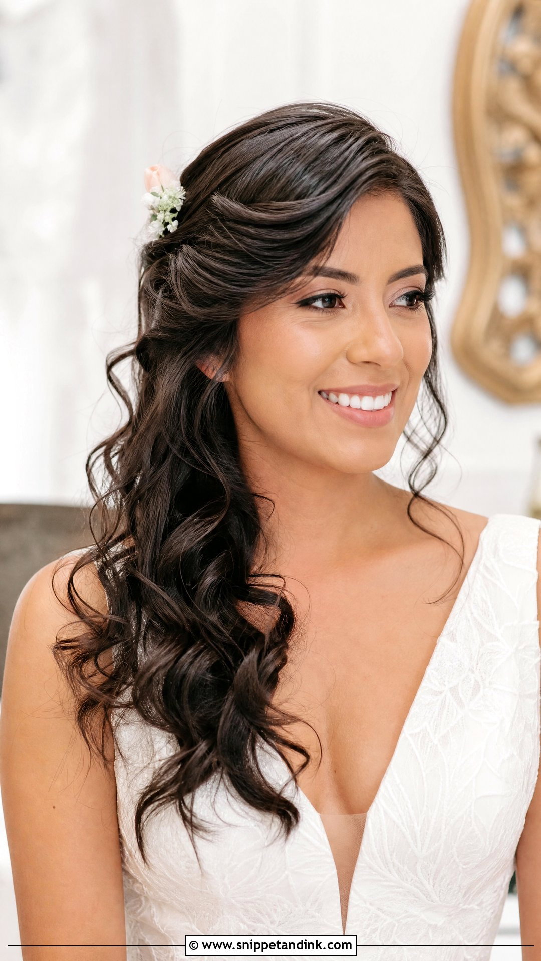 Half Up Half Down Side Swept - Snippet and Ink - 20 Bridal Hair One Side Pulled Back Ideas