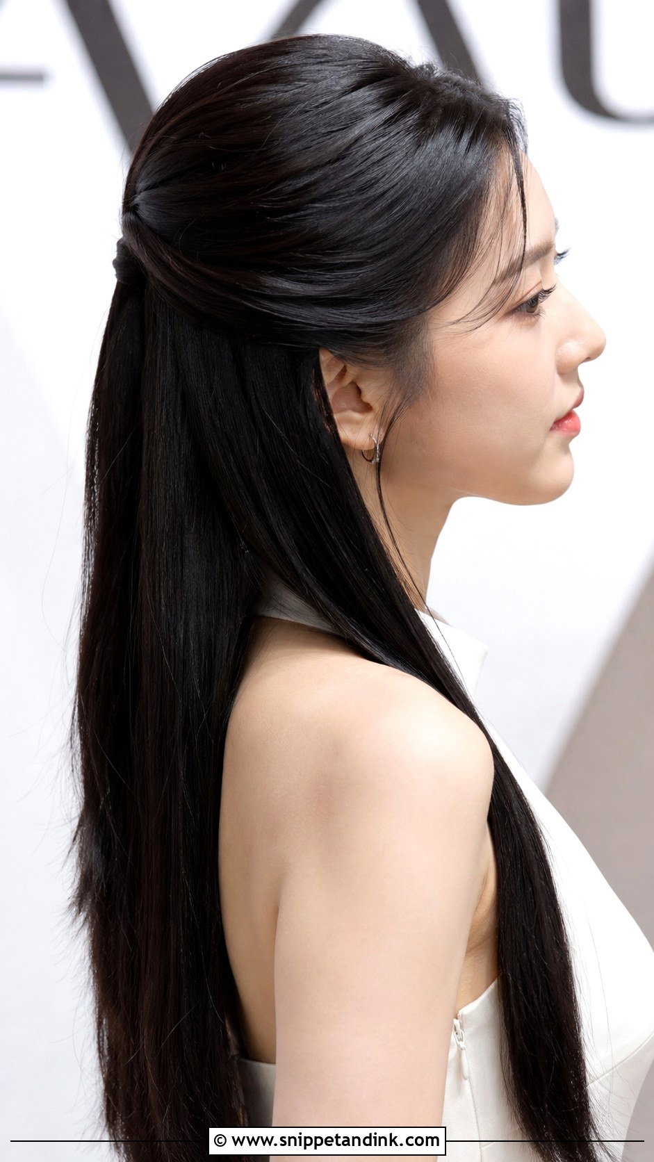 Half Up Half Down Sleek Straight - Snippet and Ink - 25 Half-Up Half-Down Wedding Guest Hair Ideas