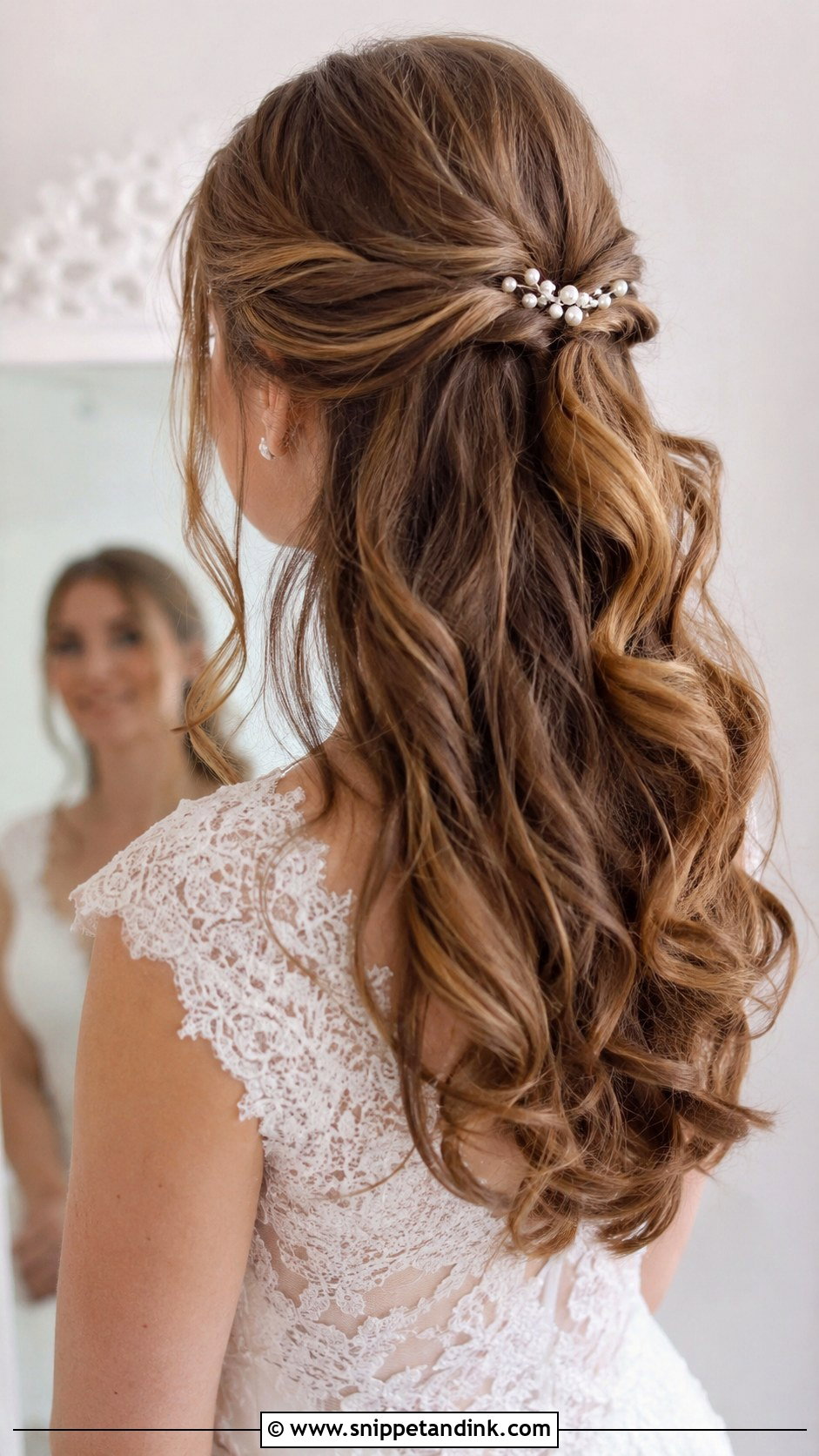 Half Up Half Down Soft Curls Wedding Hair - Snippet and Ink - 25 Soft Curls Wedding Hair