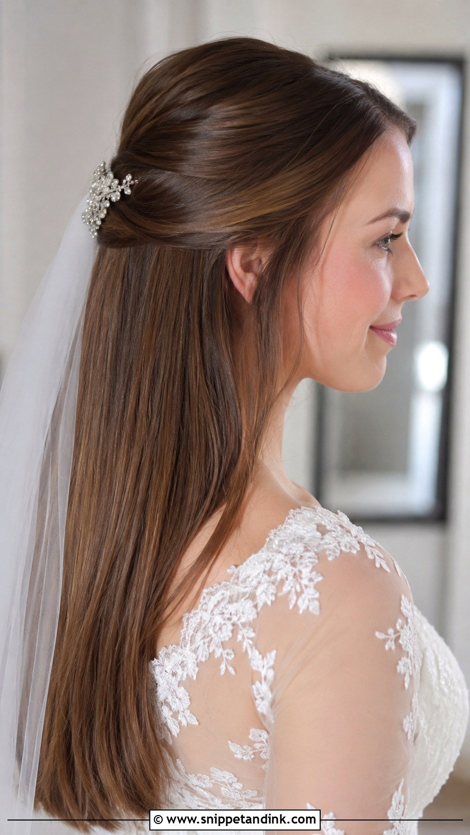 Half Up Half Down Straight Hair - Snippet and Ink - 25 Wedding Hairstyles Straight Hair