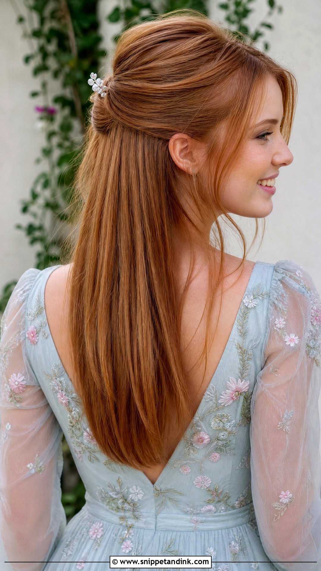 Half Up Half Down Straight Hair for Wedding Guest - Snippet and Ink - 20 Straight Hairstyles Wedding Guest