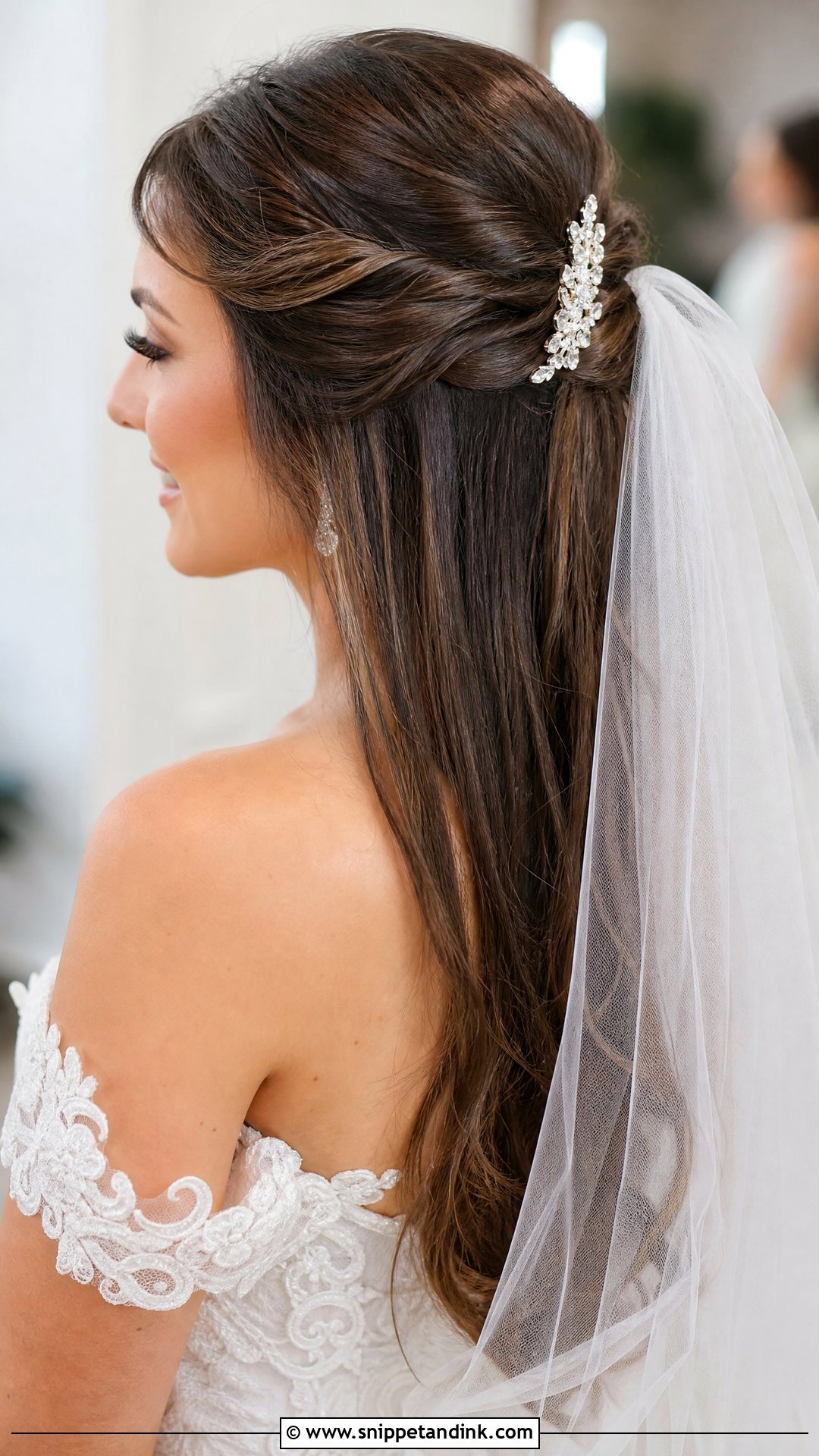 Half Up Half Down Straight Hair - Snippet and Ink - 20 Wedding Hairstyle for Straight Hair Ideas