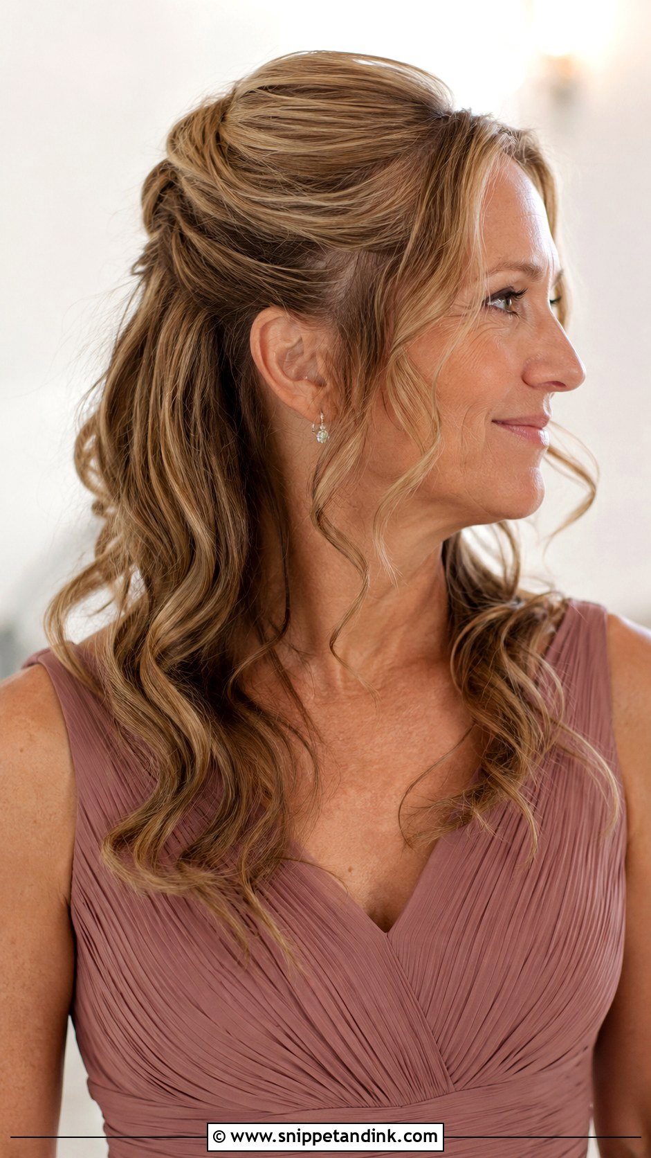 Half Up Half Down Style for Mother of the Bride - Snippet and Ink - 20 Hair Styles for Mother of the Bride