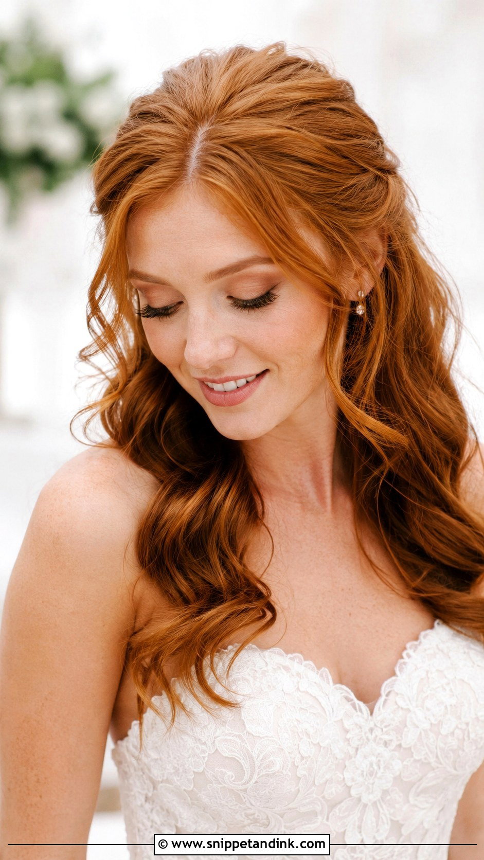 Half Up Half Down Style for Red Hair - Snippet and Ink - 25 Red Hair Wedding Hairstyles