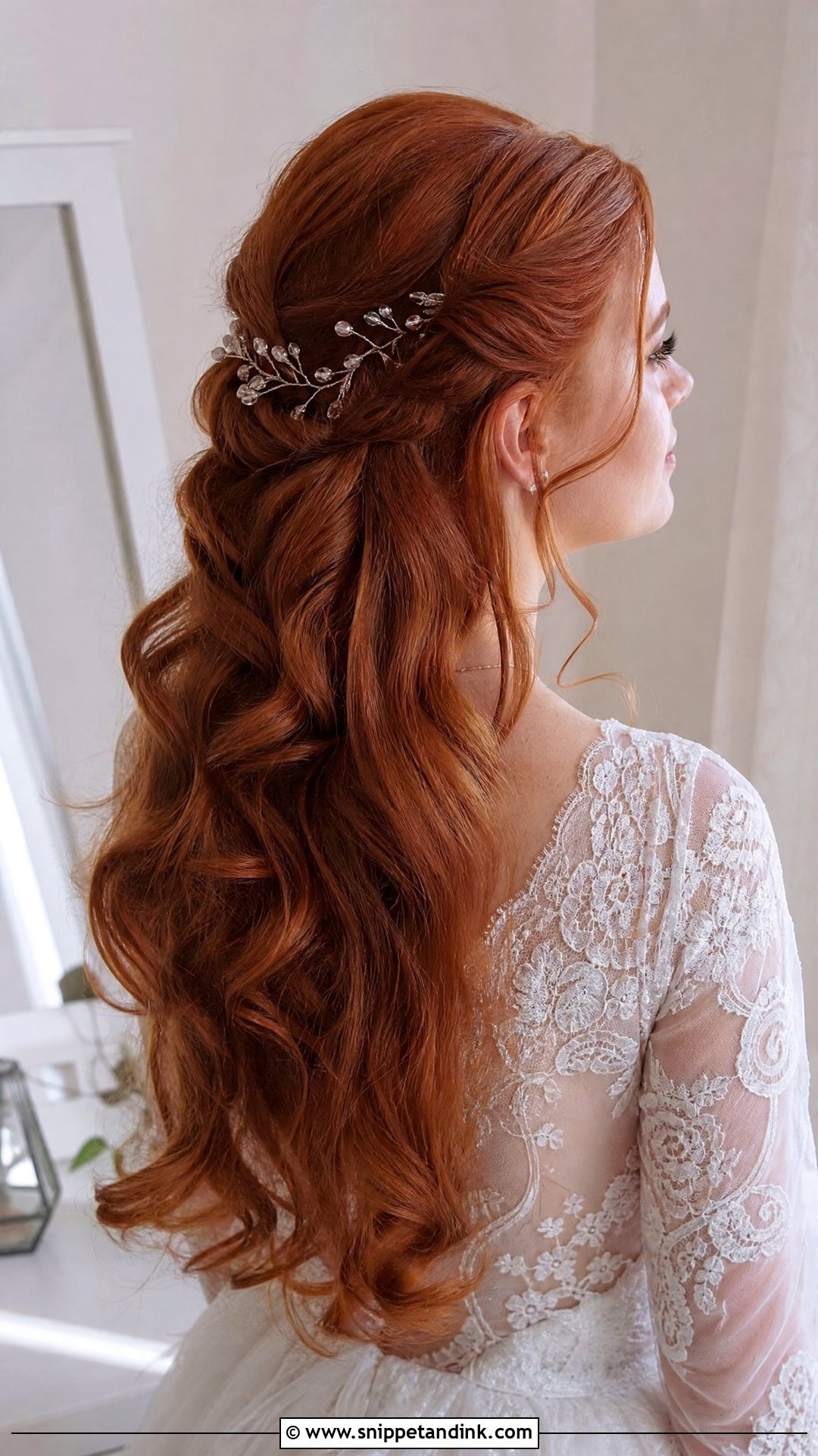 Half Up Half Down Style for Red Hair - Snippet and Ink - 20 Red Hair Brides
