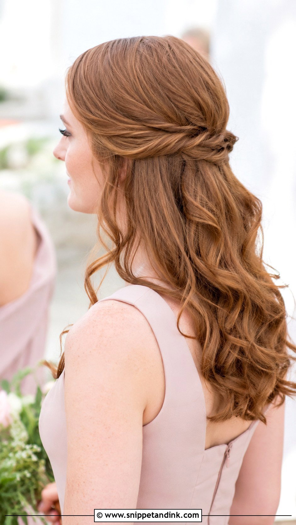 Half Up Half Down Twisted Crown For Medium Hair - Snippet and Ink - 20 Wedding Hairstyles Half Up Half Down Medium Length Bridesmaid Hair