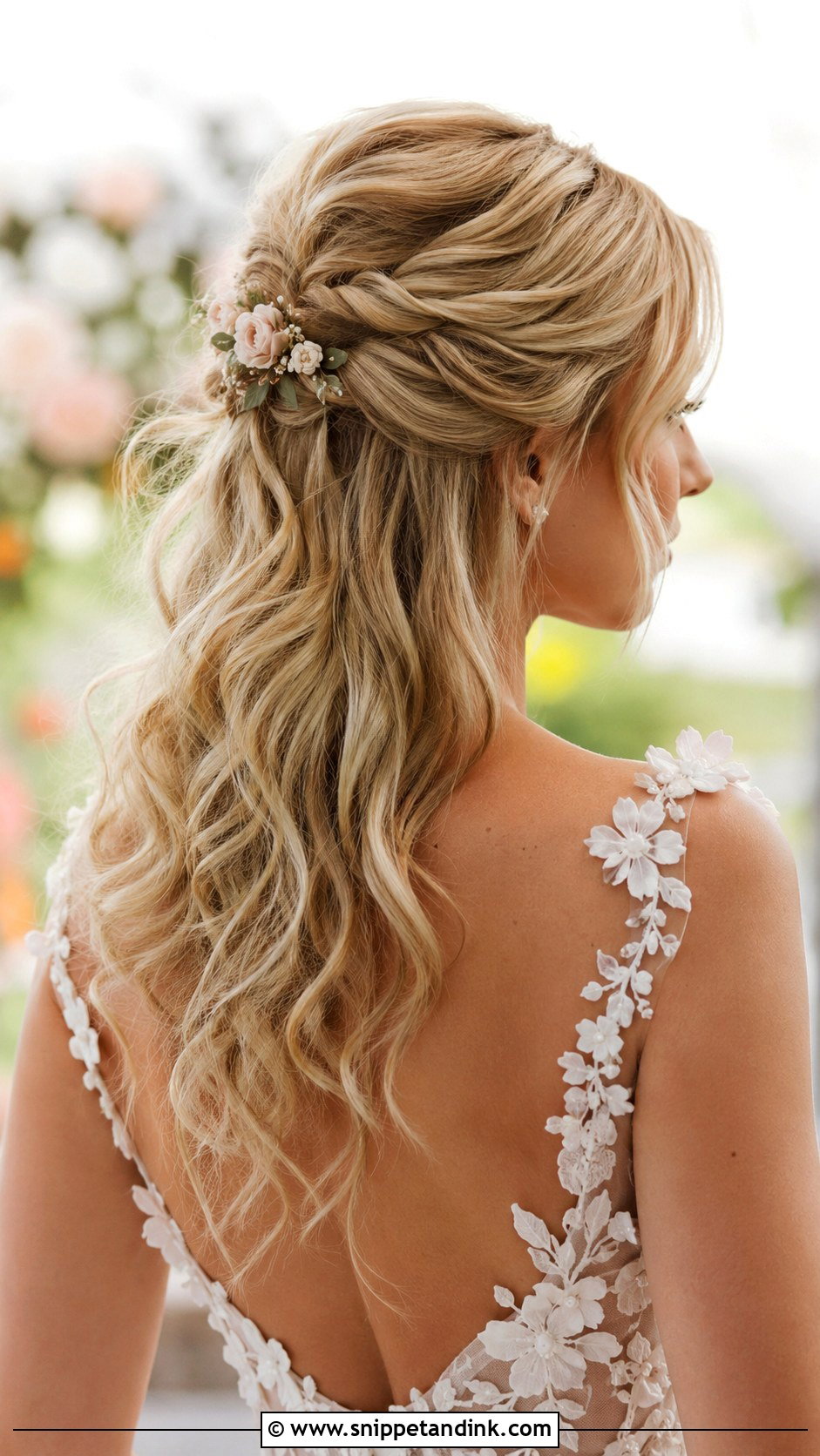 Half Up Half Down Updo - Snippet and Ink - 25 Bridal Up Do Ideas