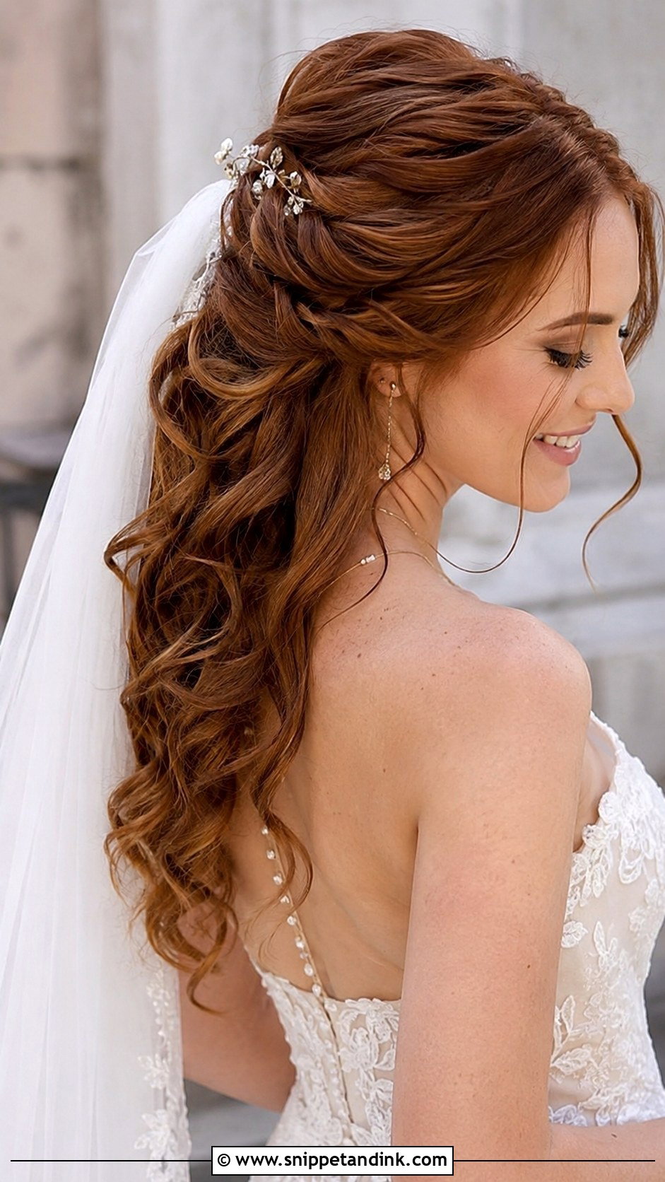Half Up Half Down Updo - Snippet and Ink - 25 Wedding Hair Up Do Ideas