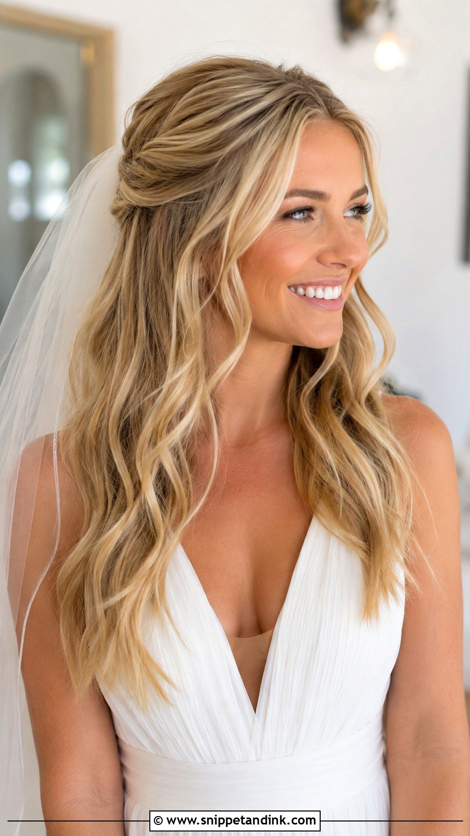 Half Up Half Down Updo With Veil - Snippet and Ink - 25 Updo with Veil Ideas