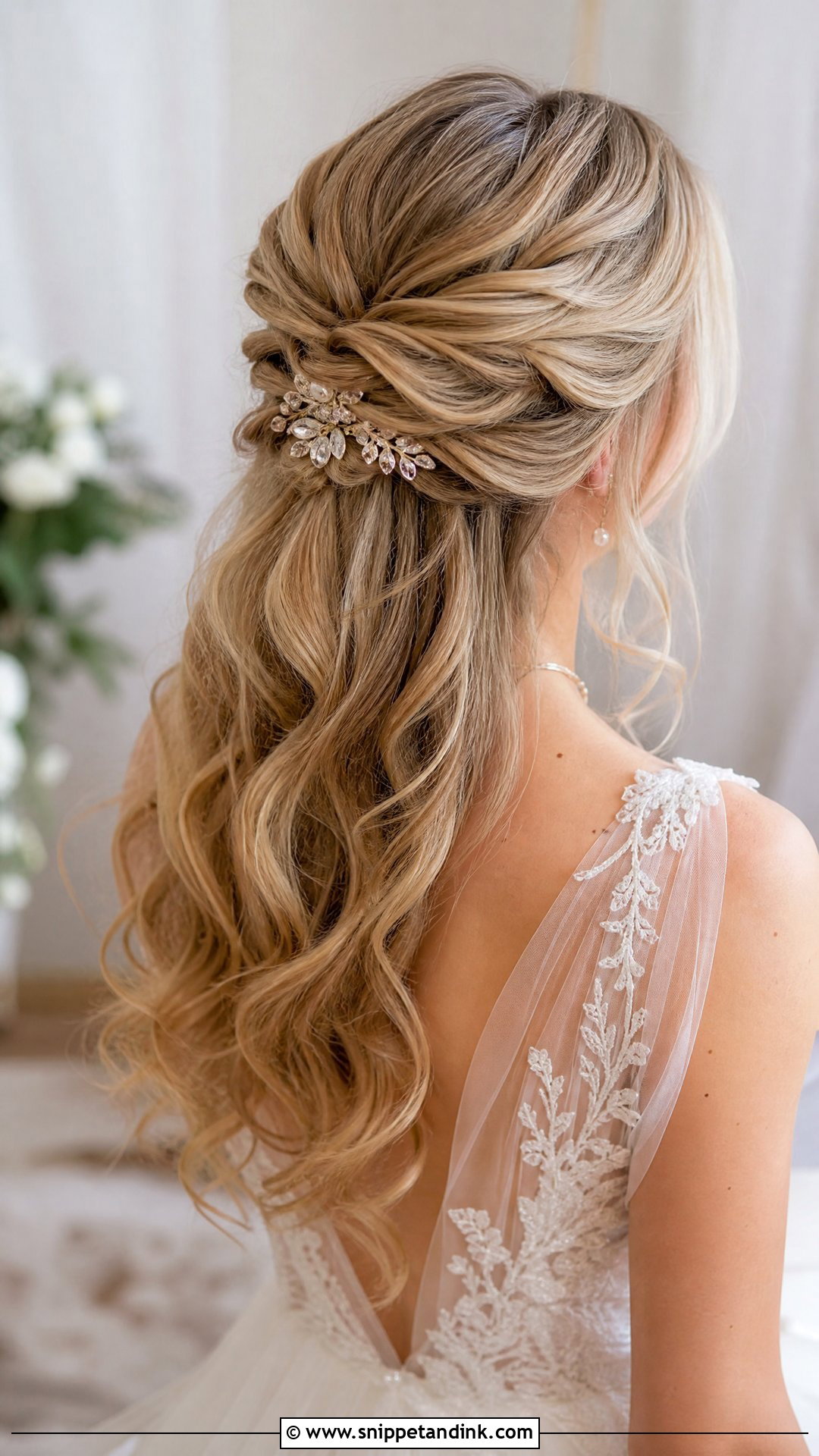 Half Up Half Down Updo for Brides - Snippet and Ink - 20 Wedding Hair Updos