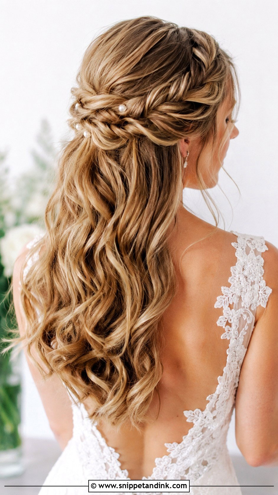Half Up Half Down Updo for Long Hair - Snippet and Ink - 25 Long Hair Updo for Wedding Ideas