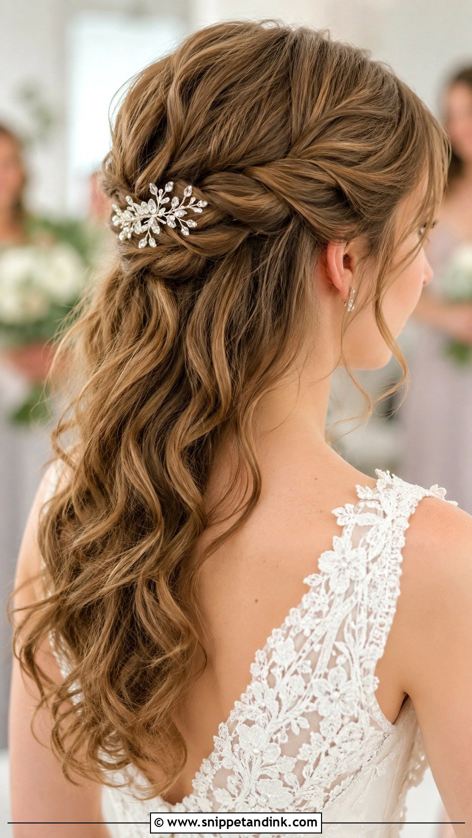 Half Up Half Down Updo for Medium Hair - Snippet and Ink - 30 Wedding Updos for Medium Hair