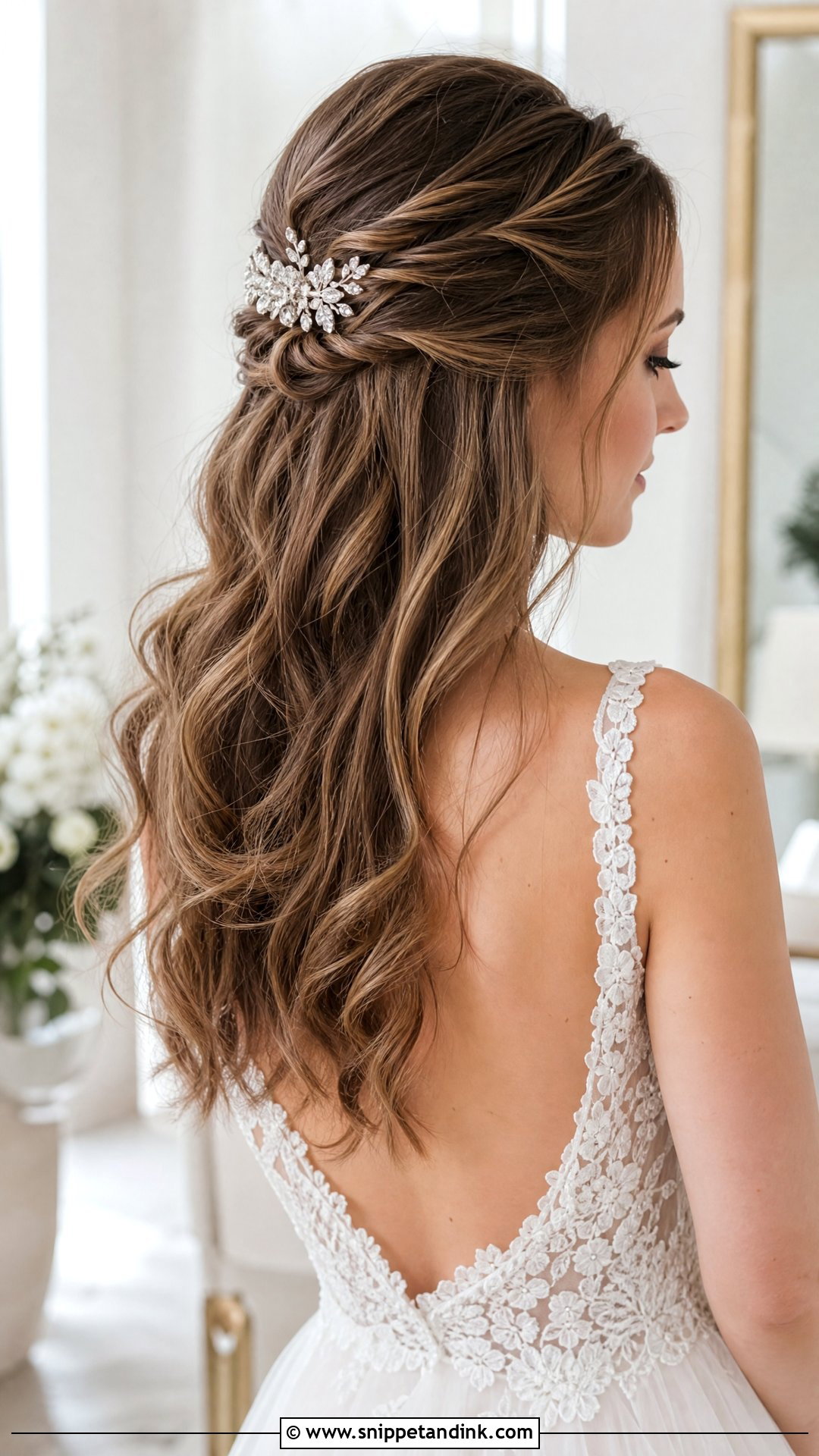 Half Up Half Down Updo - Snippet and Ink - 20 Easy Bridal Updo Ideas