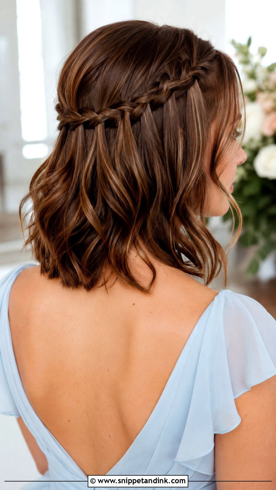 Half Up Half Down Waterfall Braid Short Hair - Snippet and Ink - 25 Bridesmaid Hairstyles Half Up Half Down Braid Short Hair