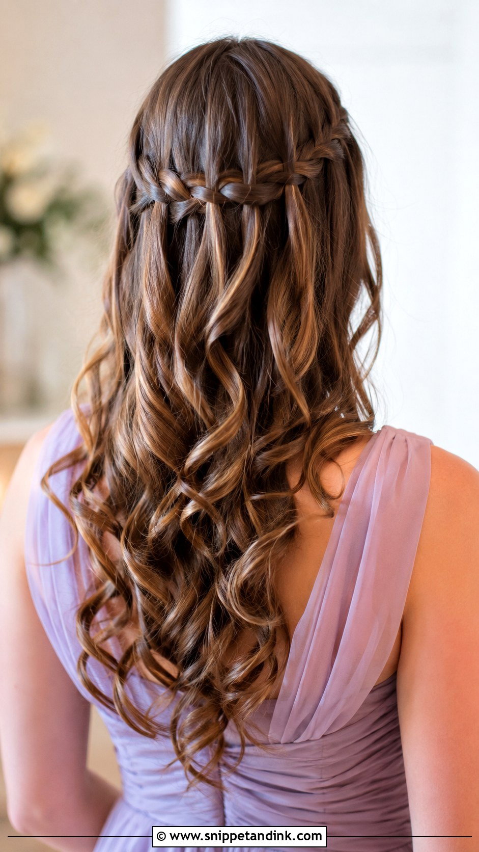 Half Up Half Down Waterfall Braid - Snippet and Ink - 20 Bridesmaid Hairstyles Half Up Half Down Braid Medium Lengths Long