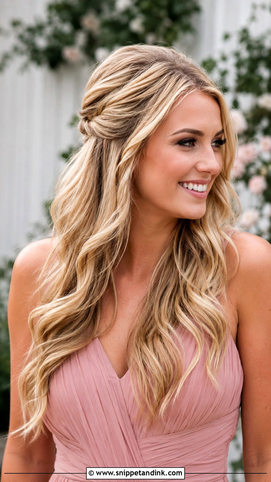 Half Up Half Down Waves - Snippet and Ink - 15 Hairstyles for Summer Wedding