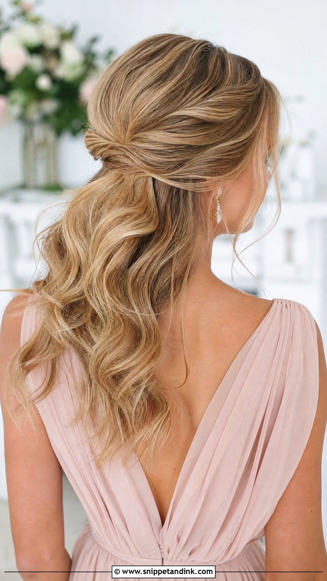 Half Up Half Down Waves - Snippet and Ink - 30 Elegant Hairstyles for Wedding Guest