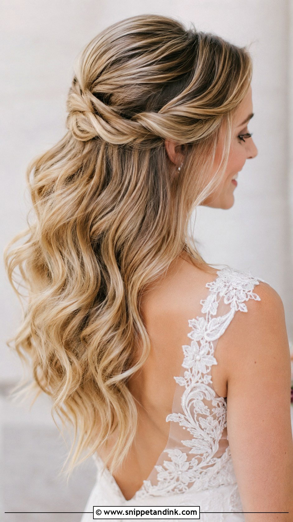Half Up Half Down Waves - Snippet and Ink - 30 Long Hair Wedding Styles