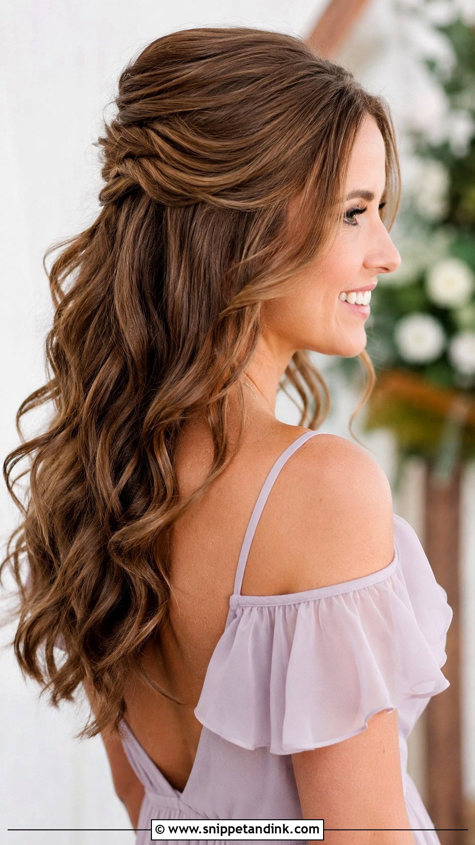 Half Up Half Down Waves - Snippet and Ink - 25 Simple Engagement Hairstyles
