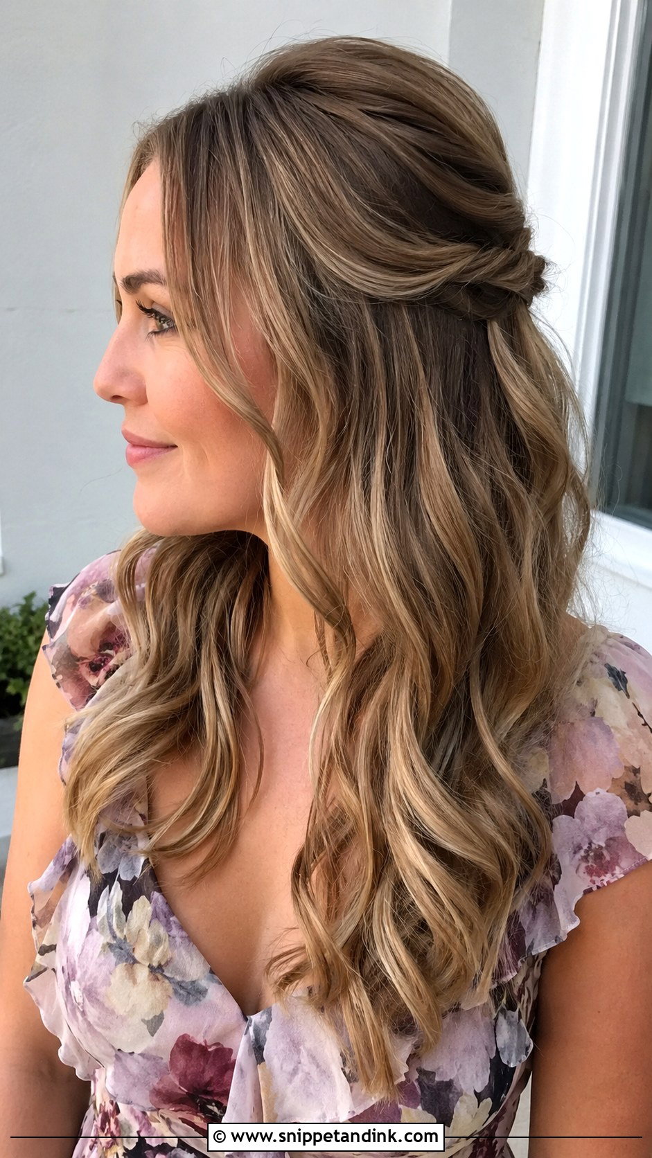Half Up Half Down Waves Wedding Guest - Snippet and Ink - 20 Half-Up Half-Down Wedding Guest Hairstyles