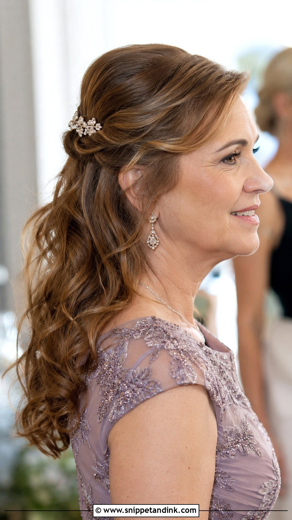Half Up Half Down Wavy Style - Snippet and Ink - 20 Mother of Groom Hairstyles Over 50