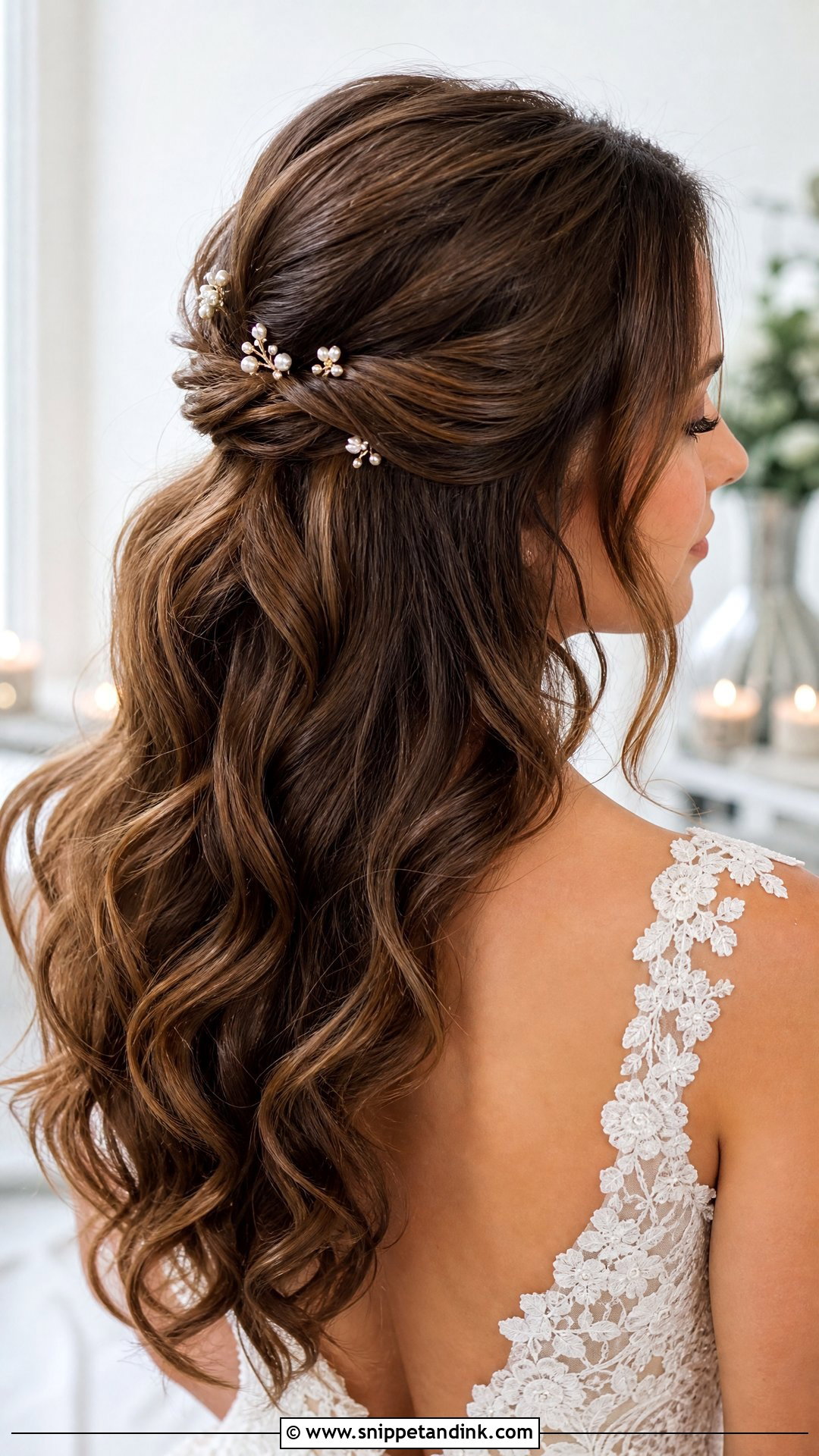 Half Up Half Down Wavy Wedding Hair - Snippet and Ink - 20 Wavy Hair Styles for Wedding