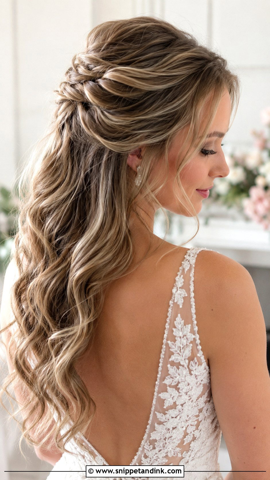 Half Up Half Down Wavy Wedding Hair - Snippet and Ink - 20 Wavy Wedding Hairstyles