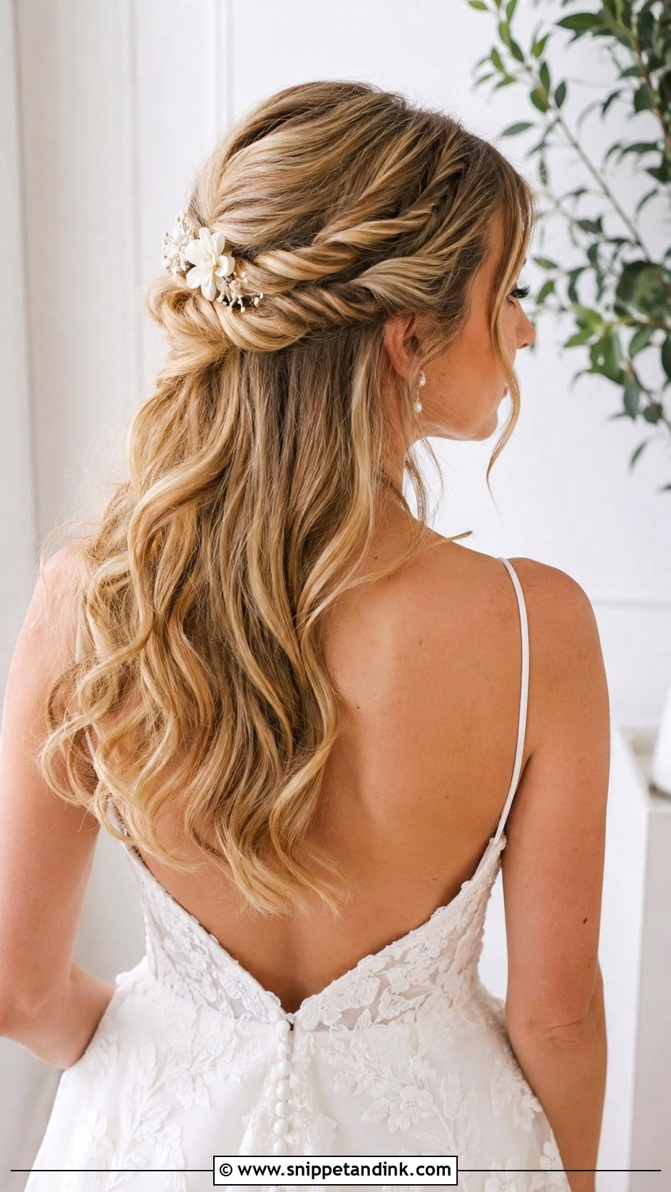 Half Up Half Down Wavy Wedding Hair - Snippet and Ink - 20 Wedding Hairstyles Waves