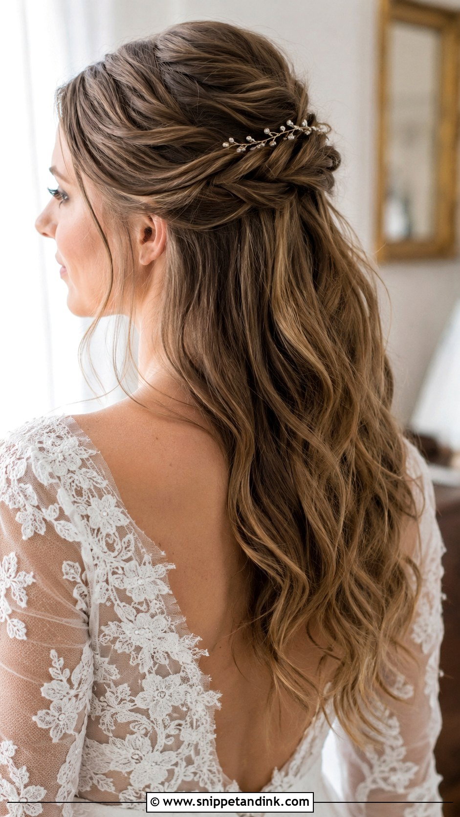 Half Up Half Down Wavy Wedding Hair - Snippet and Ink - 25 Wavy Wedding Hair Ideas