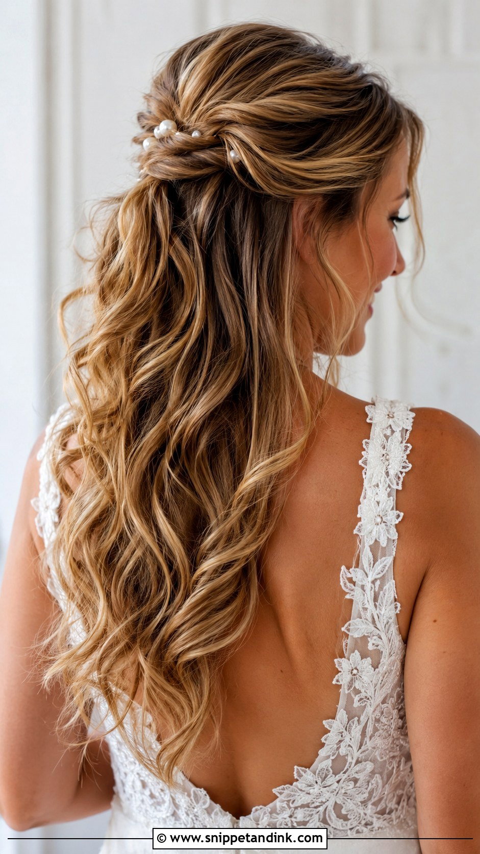 Half Up Half Down Wavy Wedding Hair - Snippet and Ink - 25 Wavy Hair for Wedding Ideas