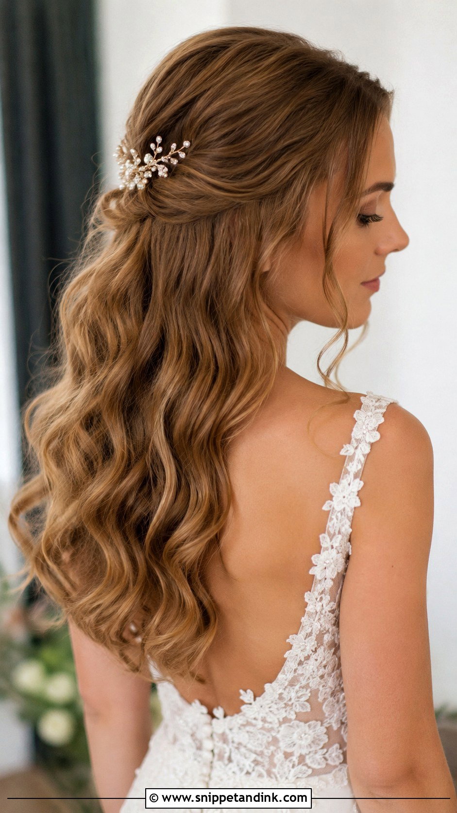 Half Up Half Down Wavy Wedding Hair - Snippet and Ink - 25 Wedding Hair Waves