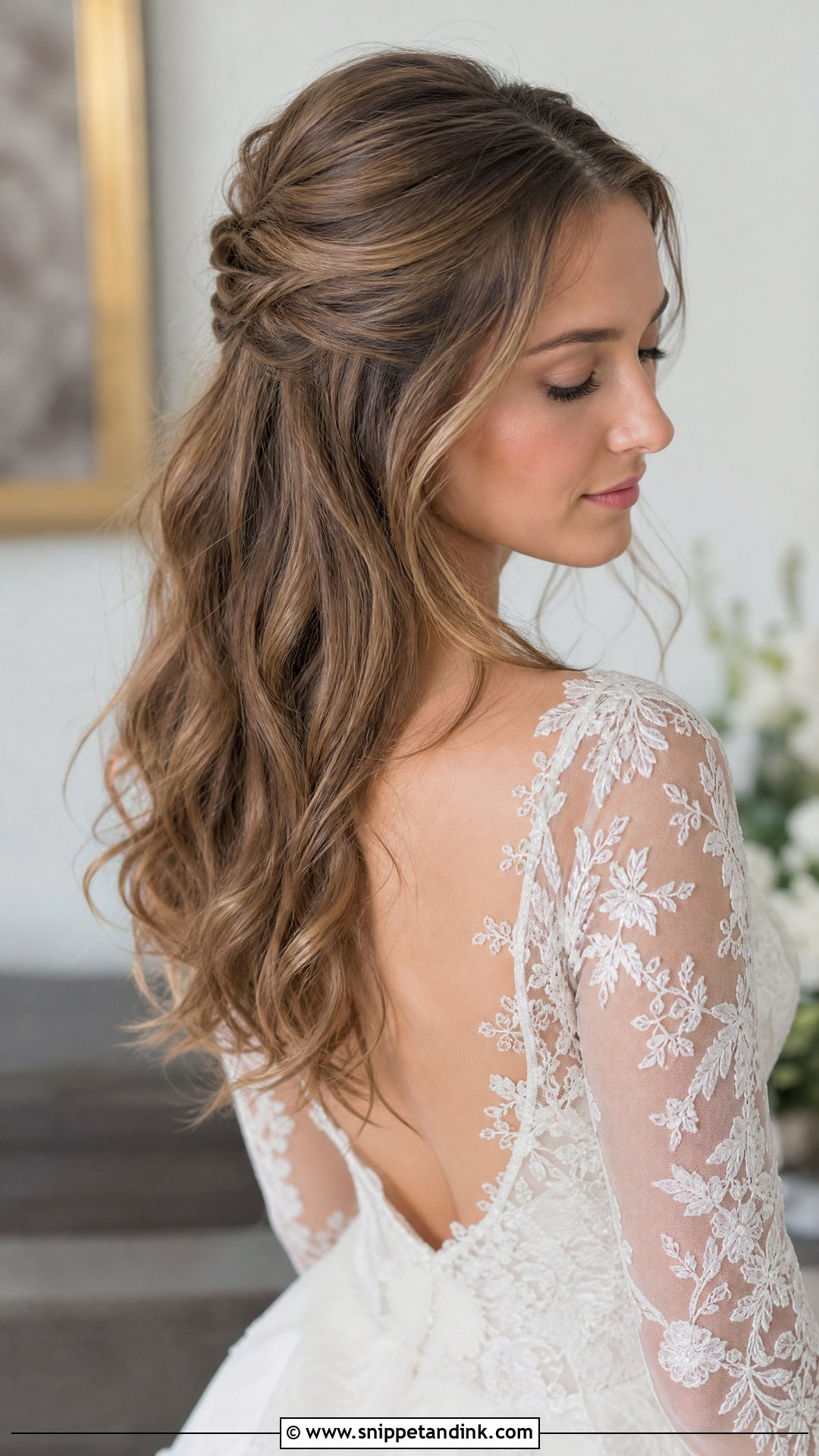 Half Up Half Down Wavy Wedding Hairstyle - Snippet and Ink - 20 Wavy Bridal Hairstyles