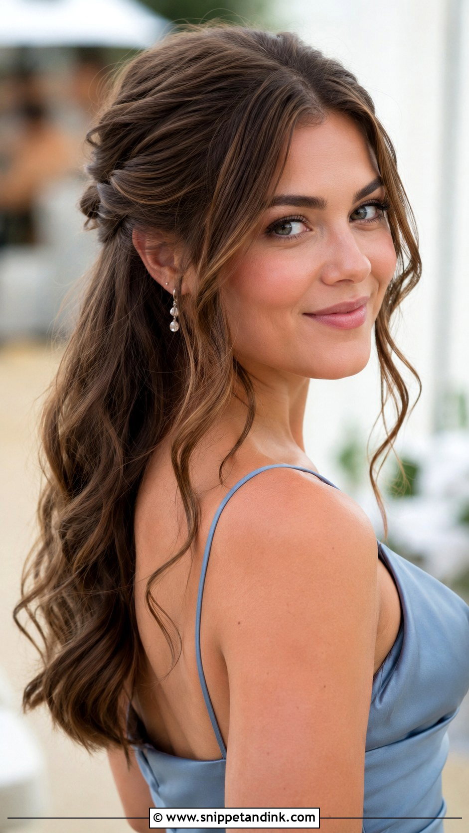 Half Up Half Down Wedding Guest Hair - Snippet and Ink - 15 Long Hairstyle Wedding Guest Ideas