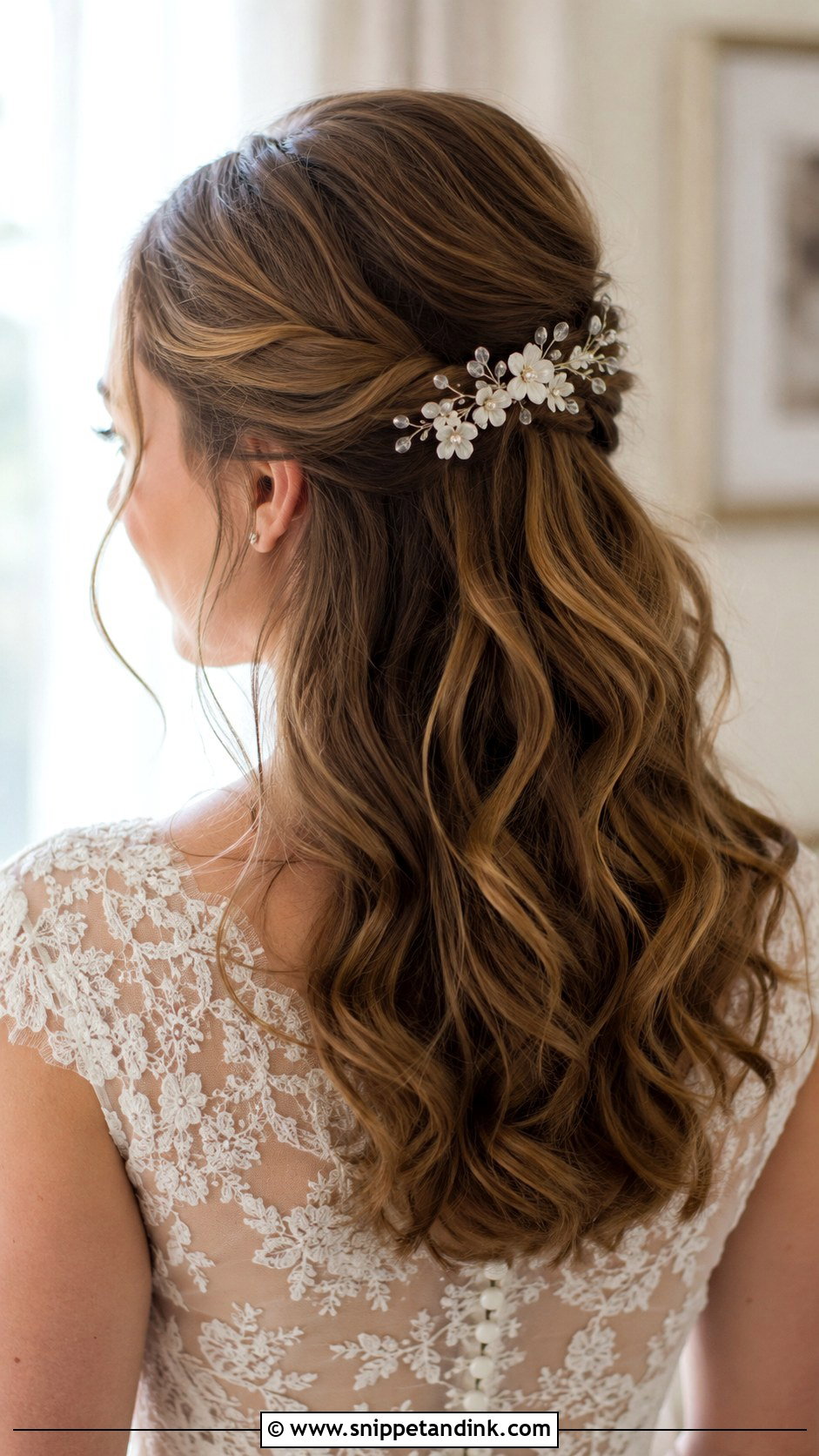 Half Up Half Down Wedding Hair - Snippet and Ink - 20 Hair Inspo for Wedding Ideas
