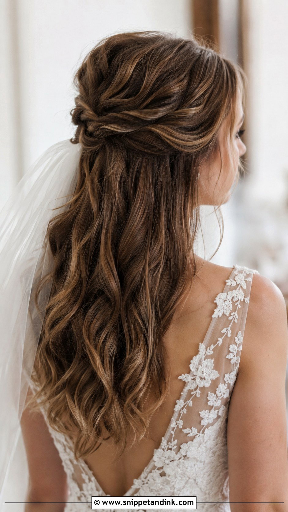 Half Up Half Down Wedding Hair - Snippet and Ink - 20 Natural Bridal Hair Ideas