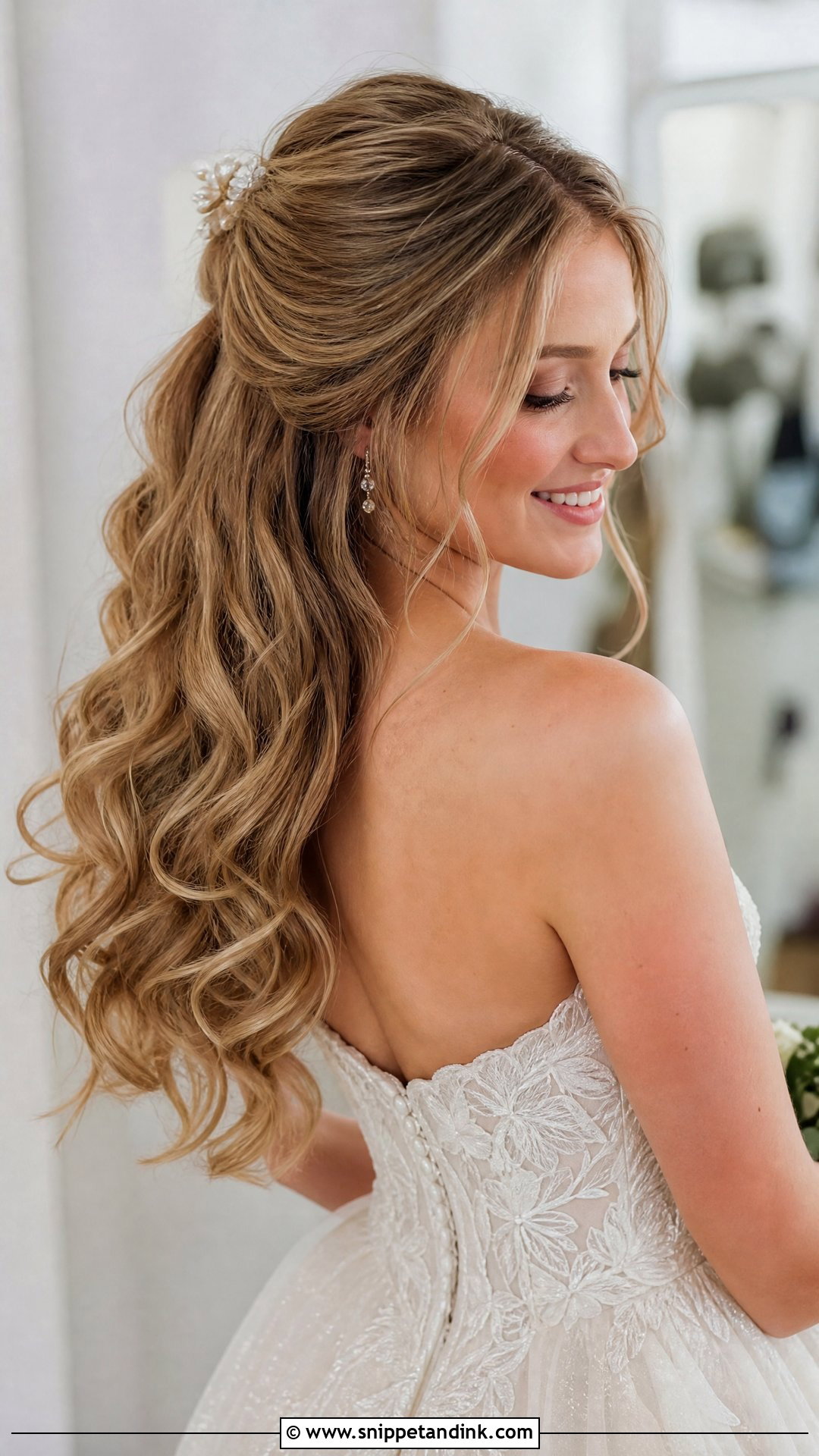 Half Up Half Down Wedding Hair - Snippet and Ink - 20 Pinned Back Wedding Hair Ideas