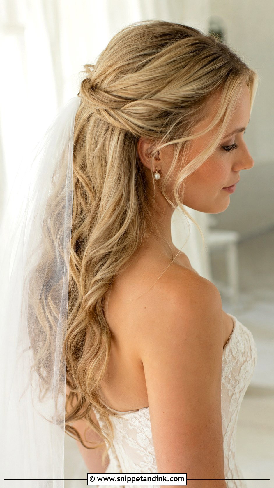 Half Up Half Down Wedding Hair - Snippet and Ink - 15 Mostly Down Wedding Hair Ideas