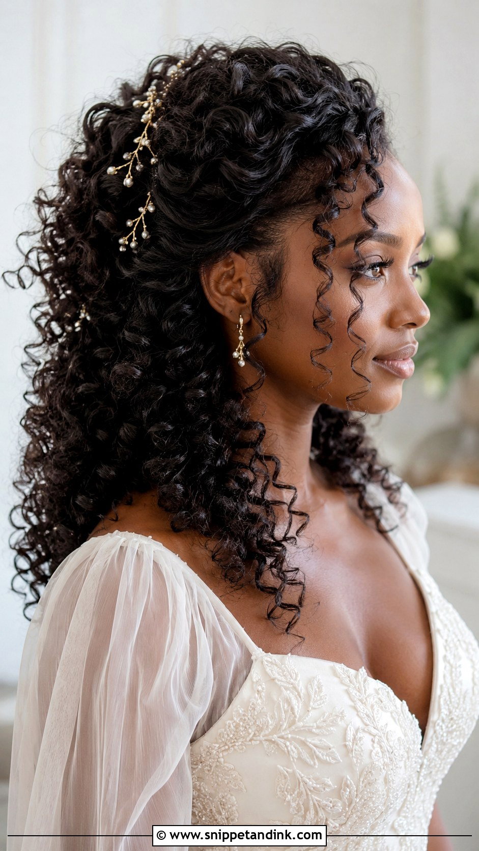 Half Up Half Down Wedding Hair For Curly Hair - Snippet and Ink - 15 How to Half-Up Half-Down Wedding Hair Ideas