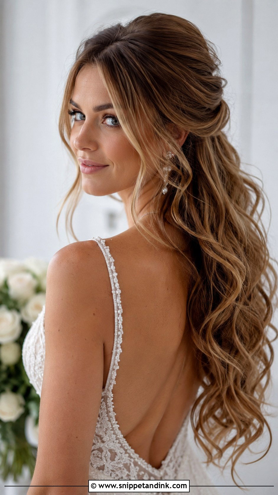 Half Up Half Down Wedding Hair For Long Hair - Snippet and Ink - 15 How to Half-Up Half-Down Wedding Hair Ideas