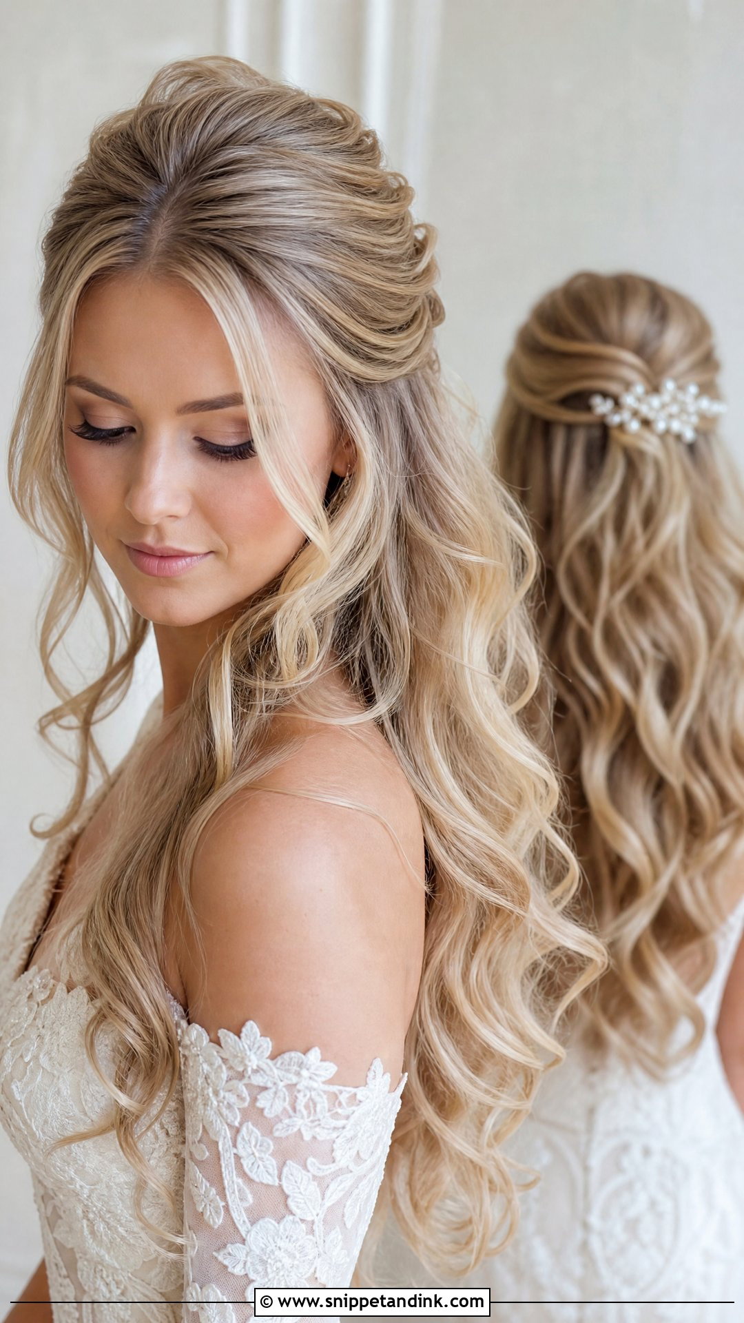 Half Up Half Down Wedding Hair For Long Hair - Snippet and Ink - 20 Simple Half-Up Half-Down Wedding Hairstyles