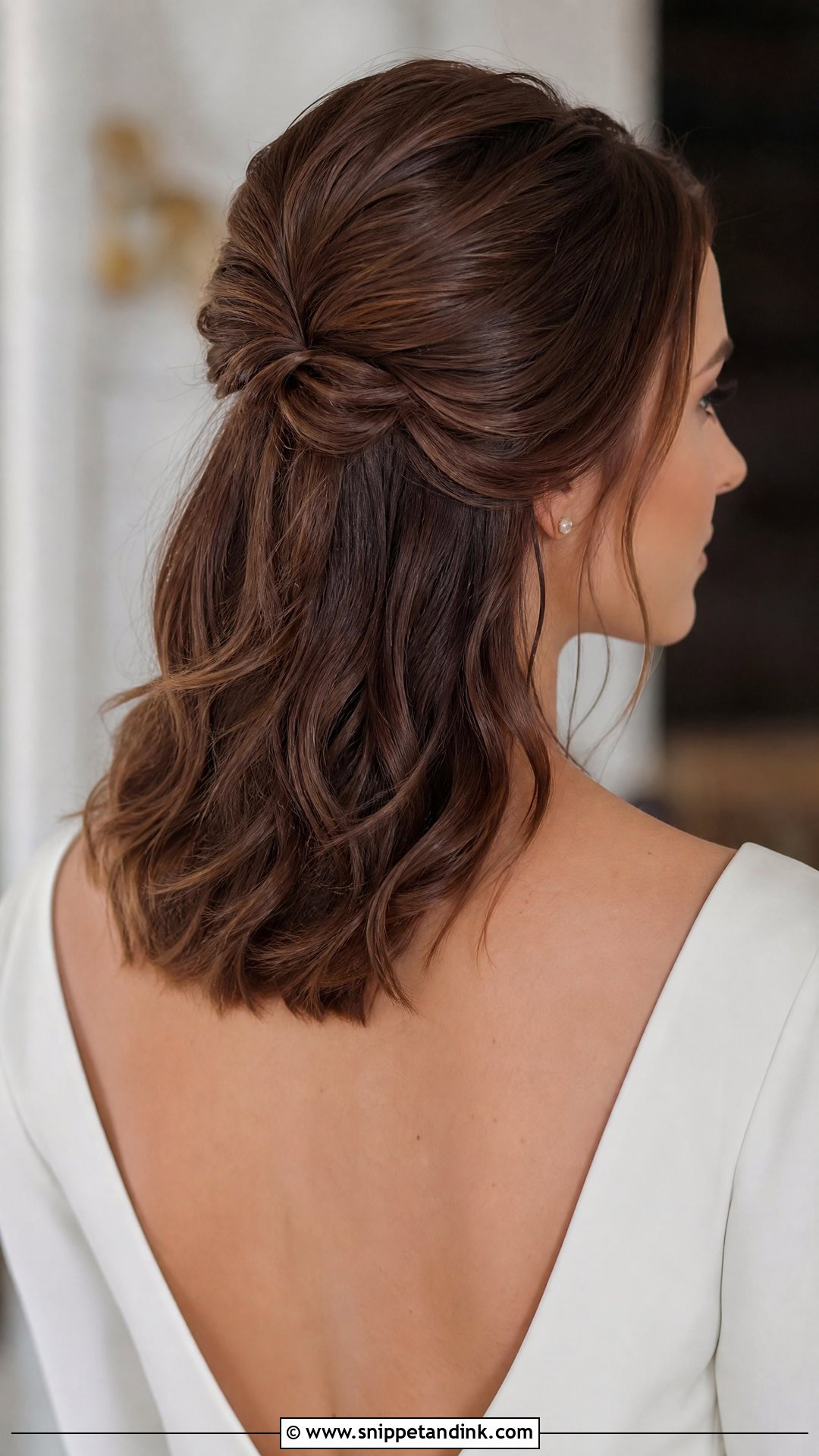 Half Up Half Down Wedding Hair For Medium Hair - Snippet and Ink - 20 Simple Half-Up Half-Down Wedding Hairstyles